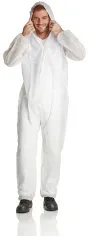 Einweg-Overall aus PP, Kapuze, weiß, 40g, PSA Kategorie 1 PP40-3XL , 1 Karton = 50 Stück, Größe 3XL