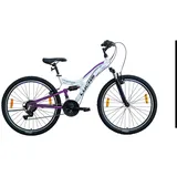 LUCHS Mountainbike LUCHS Mountainbike Aura 26" Zoll Damen & Mädchen Fahrrad MTB, 21 Gang, Kettenschaltung, 21-G Shimano, ab 150cm, RH46cm, Vollgefedert, Fully weiß