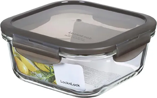 LocknLock Euro Ovenglass Container, quadratisch, 750 ml – grauer Deckel