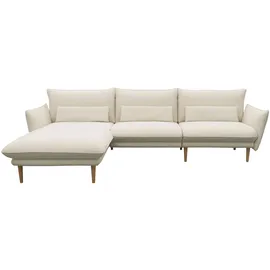 DOMO collection Ecksofa DOMO COLLECTION "Leuven modern mit schmalen Armlehnen, Breite 282 cm, L-Form", beige (creme), B:282cm H:86cm T:159cm, 100% Polyester, Sofas, Ecksofa, angenehm feste Polsterung, bodenfrei, 19 cm hohe Holzfüße