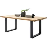 MCA furniture Kulissen-Esstisch Dayton Esstisch Kufentisch, Synchronauszug,ausziehbar,eiche,massiv,extra lang,XXL,belastbar 50 kg beige 180 cm x 77 cm x 100 cm