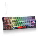 SOLIDEE mechanische Gaming Tastatur 60 Prozent,61 Tasten kompakte mechanische Tastatur RGB Hintergrundbeleuchtung,60% Prozent Tastatur mechanisch QWERTY,Roter Schalter für Win/Mac PC Laptop(61 Dolch)