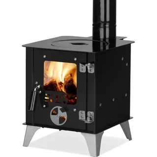 Garten-Ofen "Tiny" mit Herdplatte, Zeltofen, Terrassenofen, Camping, Outdoor-Kamin - Schwarz