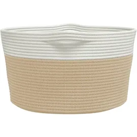 vidaXL Aufbewahrungskorb Beige und Weiß Ø40 x 25 cm Baumwolle
