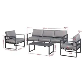 Jet-Line Kreta II Lounge-Set Aluminium hellgrau
