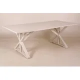 Casa Padrino Vintage Teak Esstisch 210 x 100 x 78 cm Weiß