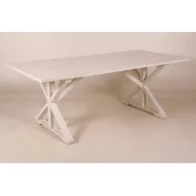 Casa Padrino Vintage Teak Esstisch 210 x 100 x 78 cm Weiß