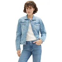 Tom Tailor Damen, Basic Jeansjacke mit Brusttaschen, Hellblau, M