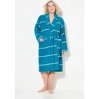 Damen Bademantel Frottee Ringel Schalkragen Langarm blau 44
