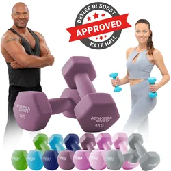 Miweba Sports Gymnastikhanteln 2er-Set NKH100, bodenschonend, 0,5-10 kg, Anti-Rutsch-Oberfläche (Lila, 2x 4,0 Kg)