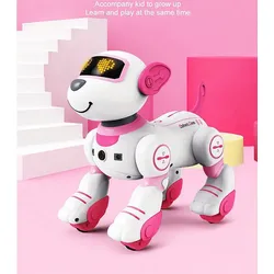 DTC GmbH Robotertier Intelligenter Stunt-Roboter,Neue cool Roboterhund-Begleitenspielzeug, programmierbarer Roboter-Welpe,intelligenter interaktiver Spielzeug rosa