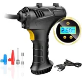 lablanc Luftkompressor Reifenfüller, digitale Reifenpumpe mit 12 v USB-Akku, elektrische mit LED-Licht