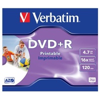 DVD+R Rohling 4.7GB/120min im Jewelcase Verbatim 16x bedruckbar, DataLife Plus