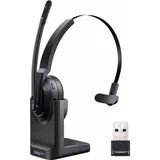 Eksa-Trade EKSA H5 On Ear Headset Bluetooth® Schwarz Mikrofon-Rauschunterdrückung, Noise Cancelling Headset, mit Bluetooth® Basisstation