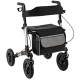 Costway Rollator 2in1 faltbar mit Sitz Luftbereifung bis 140 kg Silber