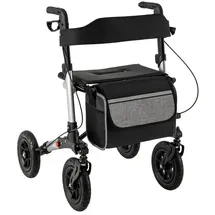 Costway Rollator 2in1 faltbar mit Sitz Luftbereifung bis 140 kg Silber