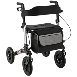 Costway Rollator 2in1 faltbar mit Sitz Luftbereifung bis 140 kg Silber