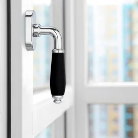 SOTech Fenstergriff MATTEO Chrom poliert, Griff schwarz matt, mit Befestigungsmaterial