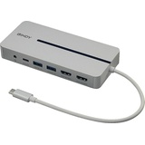 Lindy DST-Mx Duo, Dockingstation + USB Hub, Silber, Weiss