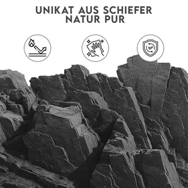 hausleben 4er Set Schieferplatten rund Ø 25 cm – Servierplatten aus Naturstein | Edle Schiefer Teller für Käse, Sushi, Tapas & Deko | Rutschfest, Lebens...