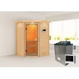 Sauna Antonia - 38 mm Bronzierte Ganzglastür Inkl. 9 kW Ofen inkl. Steuergerät