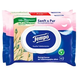 Tempo Feuchtes Toilettenpapier Sanft & Pur Duo-Pack 1-lagig, 2x 42 Tücher