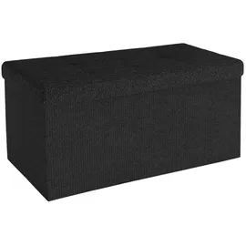 Intirilife Faltbare Sitzbank 76x38x38 cm in PIANO SCHWARZ - Sitzwürfel mit Stauraum und Deckel aus Stoff mit Mulden - mind. 14 Tage Rückgaberecht -