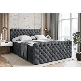 altdecor Boxspringbett BOXI8-Z KING - 160x200 - H3/H4 - Dunkelgrau