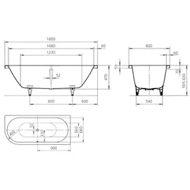 Kaldewei Centro Duo 1 Eckbadewanne 80 x 180 cm (283600010667)