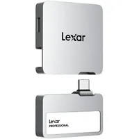Lexar Professional Go Portable SSD mit HUB 2TB, ultrakompakt, unterstützt Apple ProRes, bis zu 1050MB/s Lesen und 1000MB/s Schreiben, USB 3.2 Gen 2, IP65, für iPhone 15/16, Silber