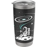 Moonlit Reader Astronaut, Retro-Weltraumbuchliebhaber Doppelwandiger Edelstahl-Thermobecher