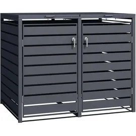 Wiltec Mülltonnenbox für zwei Tonnen 150 x 80 x 110 cm grau