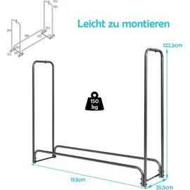 northix Kaminholzregal Außen Metall 153 x 35,5 x 122,5 cm mit wasserdichter Abdeckung