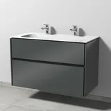 Sanipa Keramik-Waschtisch-Set mit Waschtischunterschrank „Twiga“ 99 × 50 × 61 cm in Anthrazit (glanz), ohne Beleuchtung