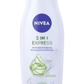 NIVEA 2in1 Express Shampoo & Spülung, intensive Haarpflege mit Aloe Vera und Glanz Serum, & Spülung für Pflege