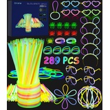 289 Stk Glow Knicklichter,Birshe Knicklichter Party Set Glow Sticks Leuchtstäbe Leuchtspielzeug Knicklichter Kinder Leuchtstäbe mit Verbindern für Leuchtarmbänder Knicklichter Hochzeit Neon Party Deko