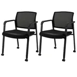 KOMFOTTEU Bürostuhl Empfangsstühle stapelbar (2er-Set), mit Rollen,bis 150kg belastbar schwarz