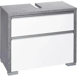 Schildmeyer Waschbeckenunterschrank 2 Auszüge 67 x 57 x 33 cm Steingrau / Weiß Glanz