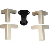 set one by Musterring Möbelfuß Chicago, 4er-Set Fuß inkl. Mittelfuß silberfarben