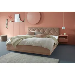 Polsterbett "Adamas", beige, L:210cm, Bezug: 100% Polyester, Polsterung: Polsterwatte, Material Gestell: gepolsterter Holzwerkstoff, WESTFALIA SCHLAFKOMFORT, Betten, auch mit Bettkasten, Knopfheftung mit Strasssteinen