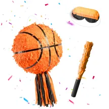 Relaxdays Pinata Set Ball mit Stab & Maske Durchmesser 25 cm Orange/Schwarz