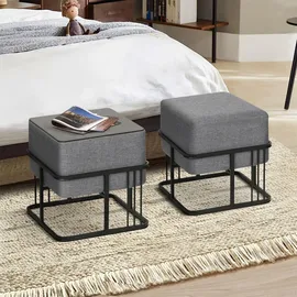 [en.casa] Hocker Tas 38 x 38 x 38 cm Dunkelgrau