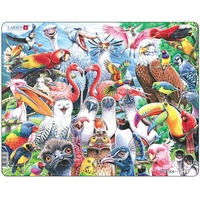 Larsen CZ5 Fröhliche Vögel aus Aller Welt Jigsaw Puzzle für Kinder ab 6 Jahren - 115 Teile | Spaß Puzzle für Kinder für Jungen & Mädchen | Rahmenpuzzles