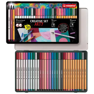 ARTY 30er Metalletui Pen 68 brush, Pen 68 & point 88 - - Premium-Filzstifte mit Pinselspitze, Premium-Filzstifte - Fineliner