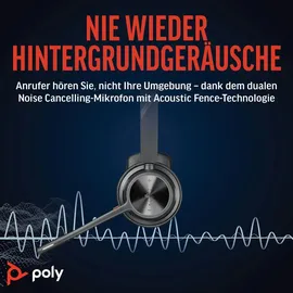 plt Poly Voyager 4310 UC Headset, Ein-Ohr-Bluetooth, Noise Cancelling, für PC/Mac/Mobiltelefon, kompatibel mit Teams, und Zoom – Schwarz