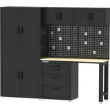 feistos Werkstattschrank Stahl 223x46x190 cm Schwarz abschließbar