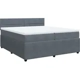 vidaXL Boxspringbett mit Matratze Dunkelgrau 200x200 cm Samt