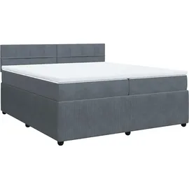 vidaXL Boxspringbett mit Matratze Dunkelgrau 200x200 cm Samt