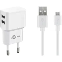 goobay Micro USB Dual Ladeset 2,4 A, Weiß,