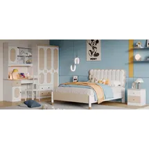 JV Möbel Design Kinderzimmer Set Bett + 2x Nachttische, Jugendzimmer Komplett 6tlg